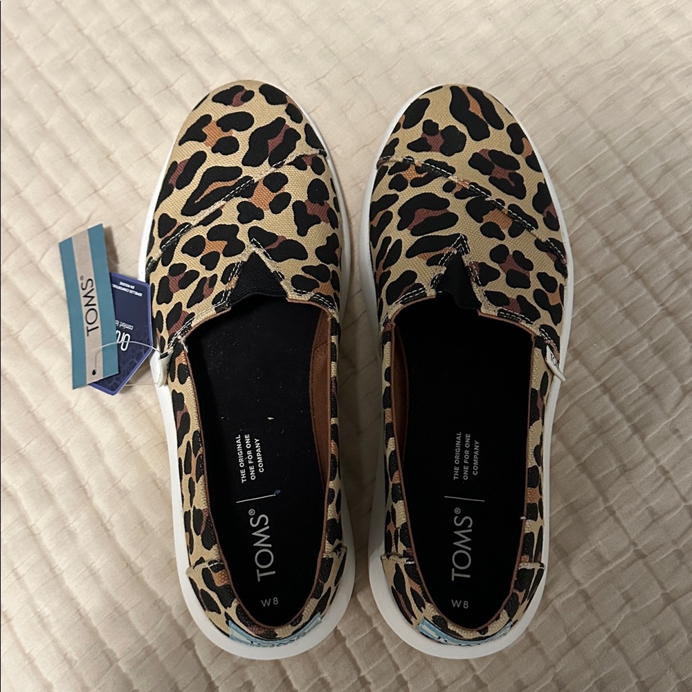 TOMS Animal Print Canvas Slip-Ons
